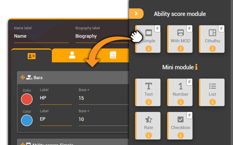 Share character sheet